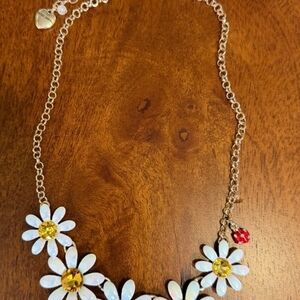 Betsey Johnson Daisy & Ladybug Necklace  Yellow Rhinestones ( MSRP $58)